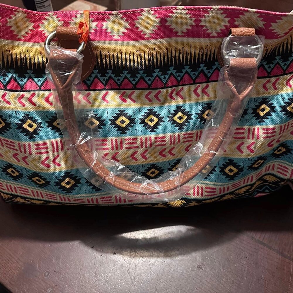 Weekender Bag - Western Print on one side & B/W Print on other side & Strap!